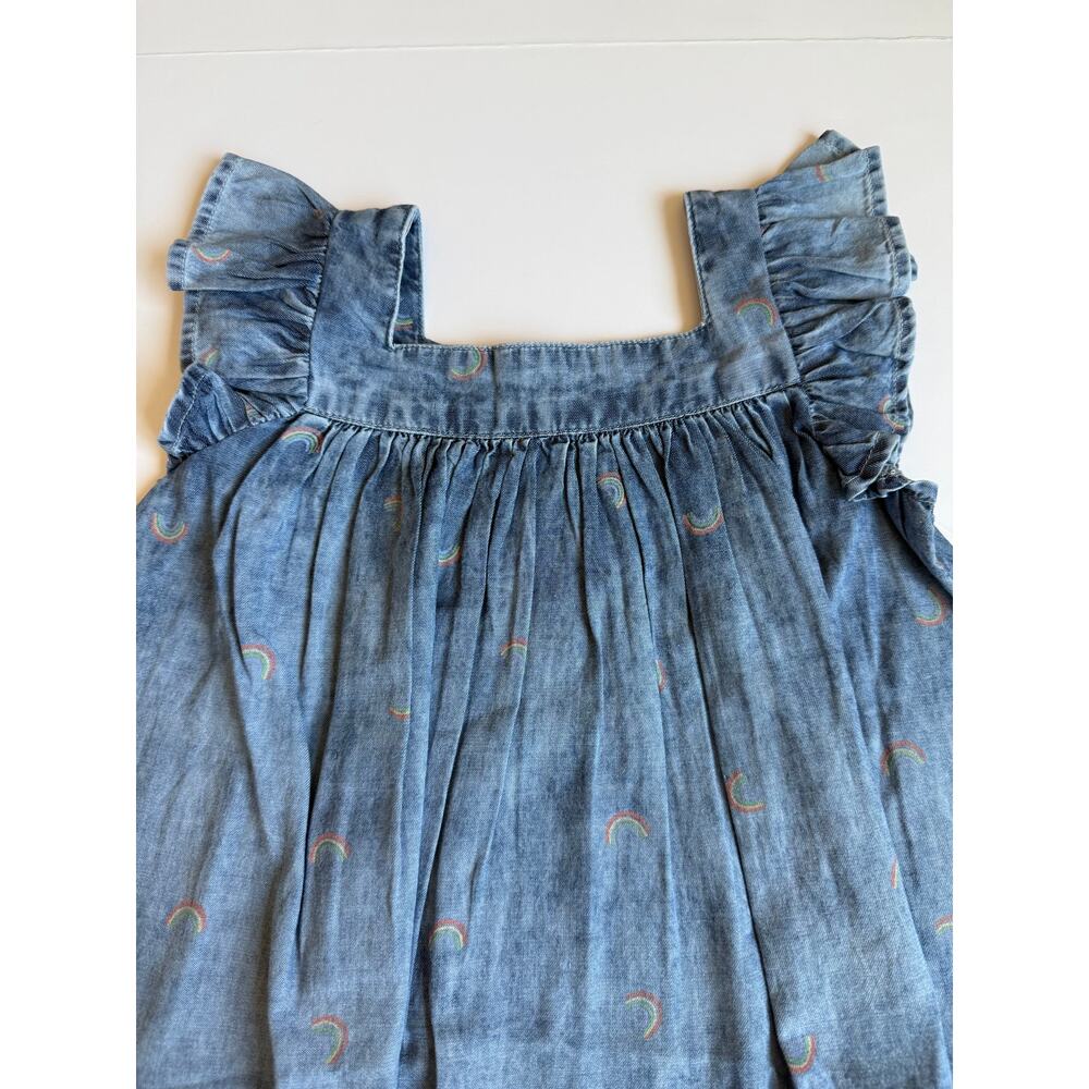 NWT Tucker + Tate Girls 4 Blue Rainbow Chambray Flutter Sleeve Dress - Picture 3 of 12